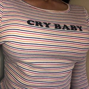 •long sleeve fitted crop top